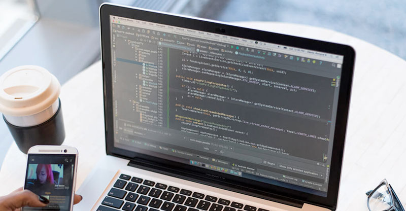 learn full stack web development, code open on laptop