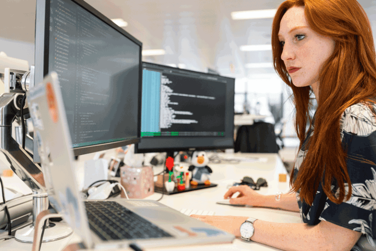 woman learning to code you are techy