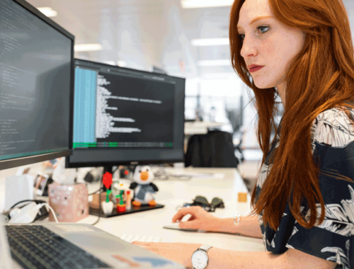 woman learning to code you are techy